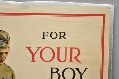 Original Vintage 1918 WWI YMCA Poster 'For Your Boy' by Arthur Williams Brown