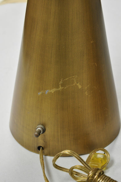 Vintage Mid Century Modern Atomic Era Green Flying Saucer Gold Table Lamp - Pair