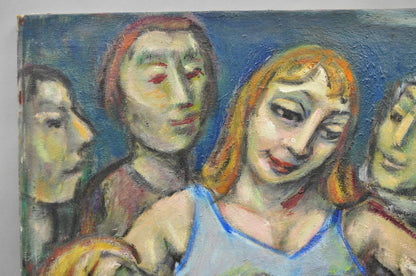 Vintage Samuel Heller "Women with Cat" Oil on Canvas Portrait Painting Signed