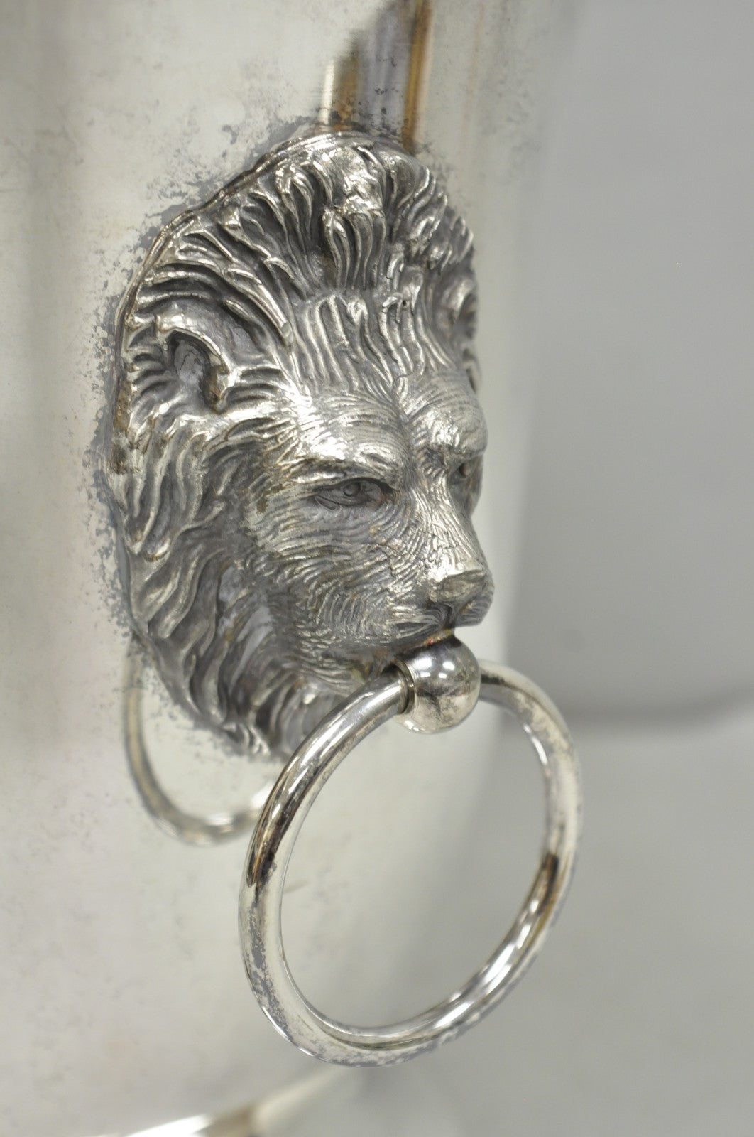 Vintage English Regency Silver Plated Lion Head Champagne Chiller Ice Bucket
