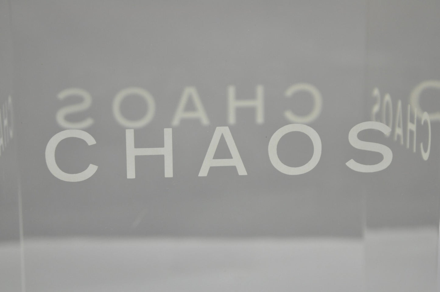 Donna Karan "Chaos" Heavy Acrylic Lucite Cube Perfume Retail Pedestal Display