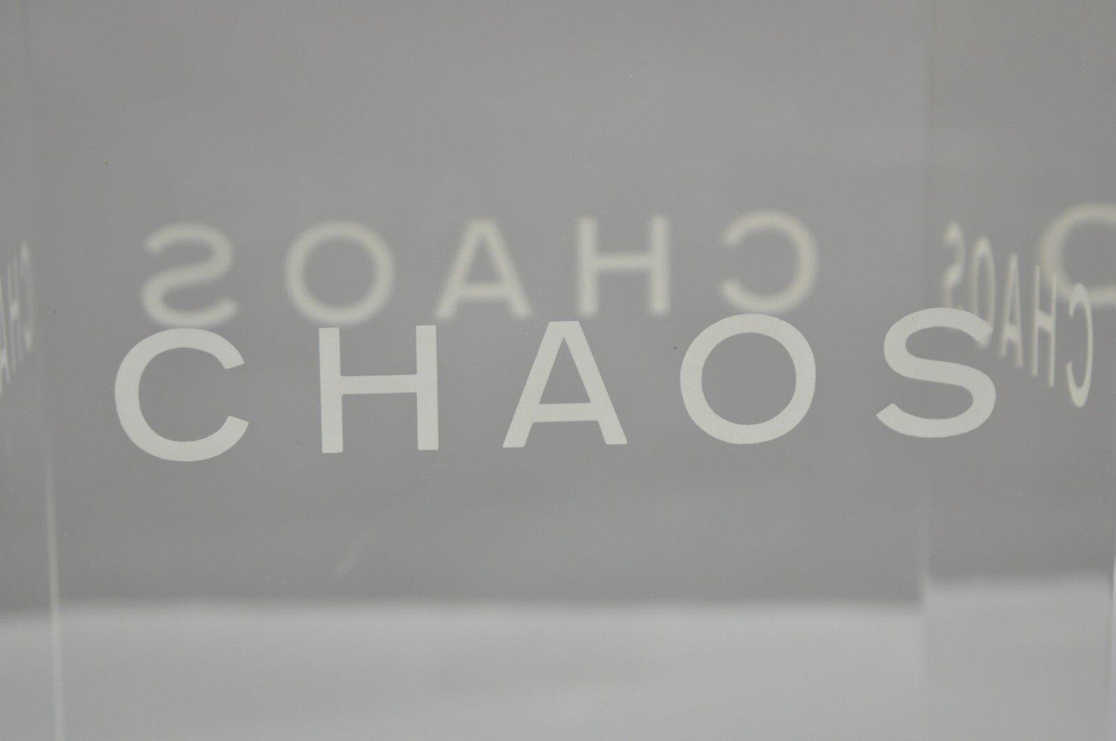 Donna Karan "Chaos" Heavy Acrylic Lucite Cube Perfume Retail Pedestal Display