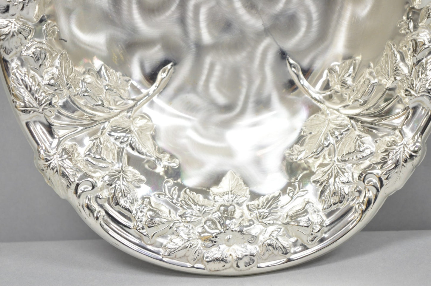 Vintage WMF Germany Ikora Silver Plated Brass Floral Repousse Nut Dish Bowl