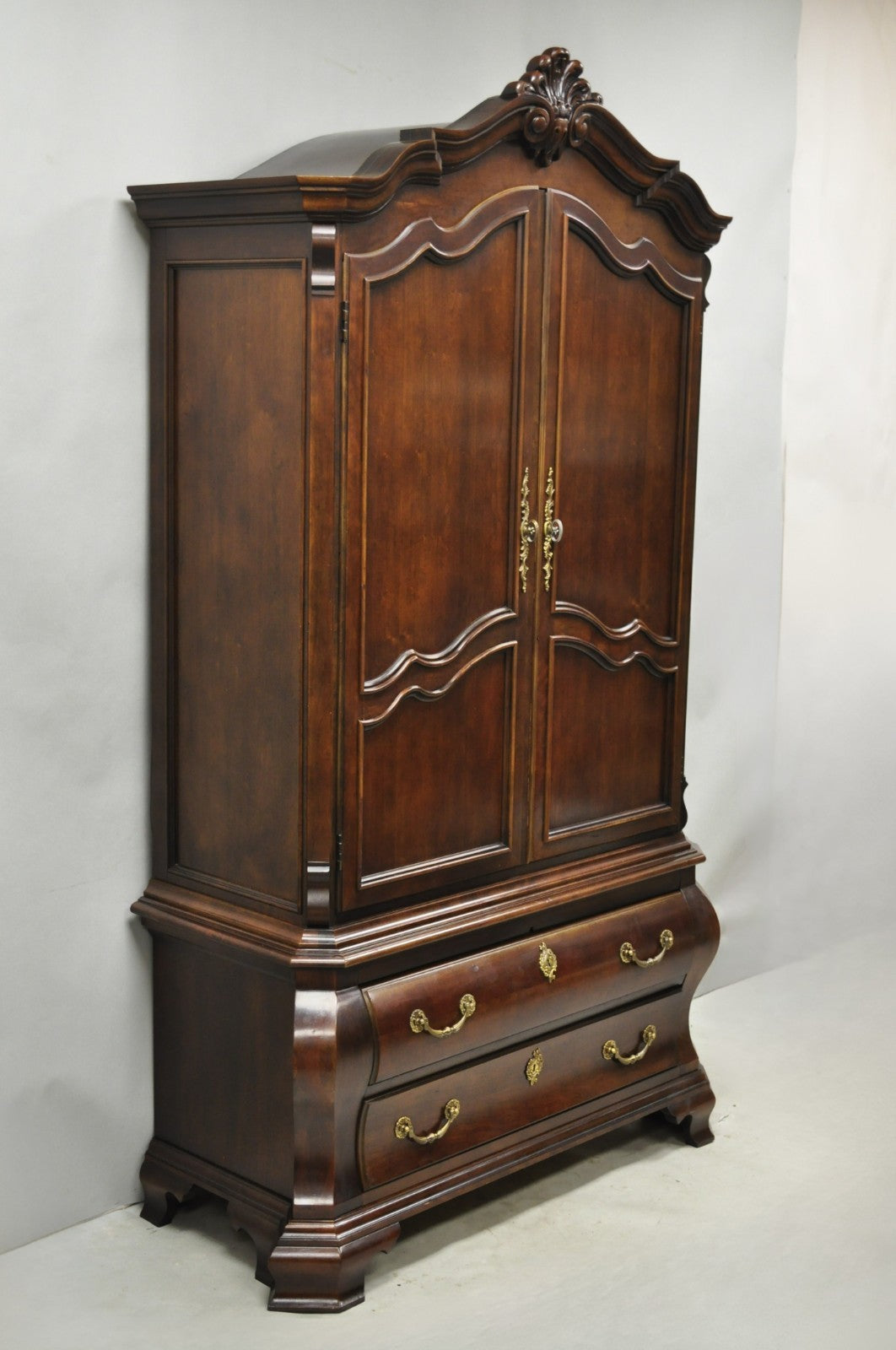 Century Furniture Cardella Cherry Wood Bombe Armoire Wardrobe Dresser TV Cabinet