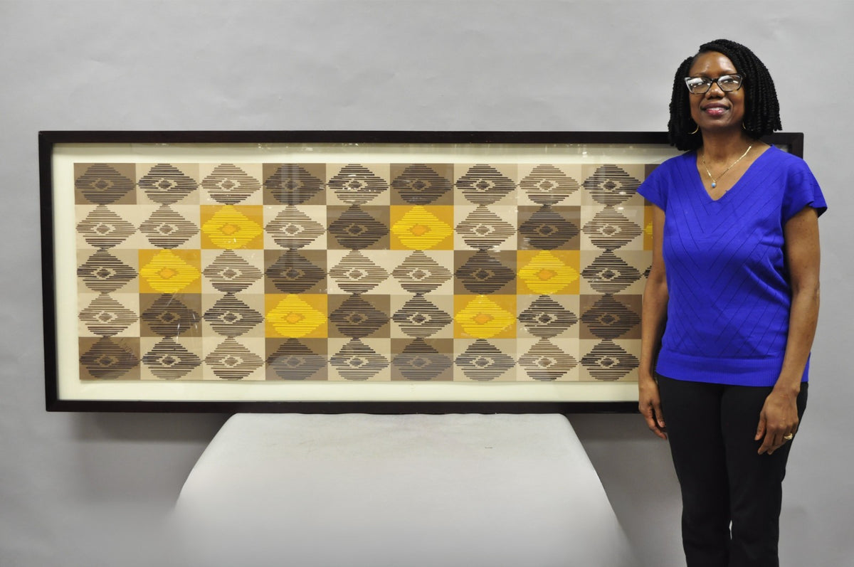 Contemporary Modern Melissa Wood Ikat Abstract Large 80" Glicees Print Wall Art