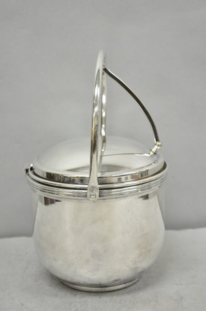 Vintage Art Deco Silver Plated Reticulating Hinge Bar Ice Bucket w/ "S" Monogram