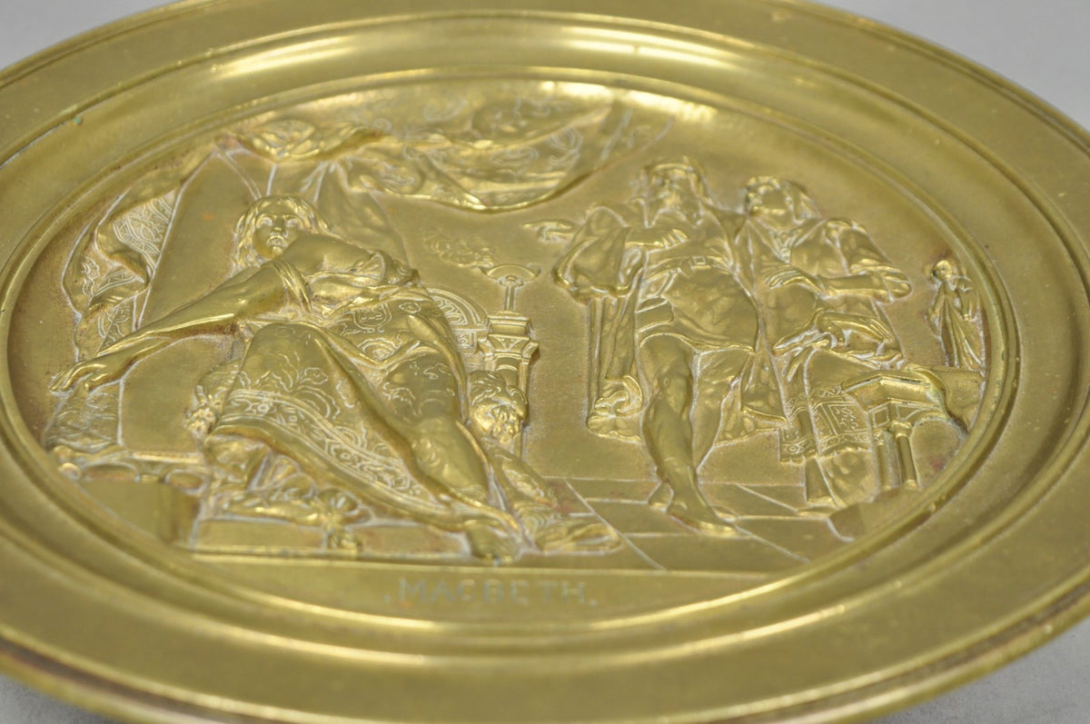 19th C. Emile Louis Picault Macbeth Bronze Relief Pedestal Compote Tazza Dish