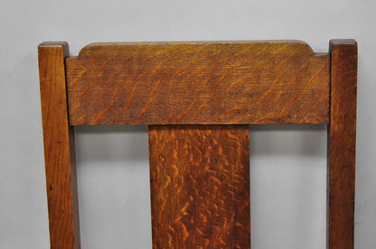 Antique Mission Oak Arts & Crafts T-Back Limbert Style Dining Chairs - Set of 4