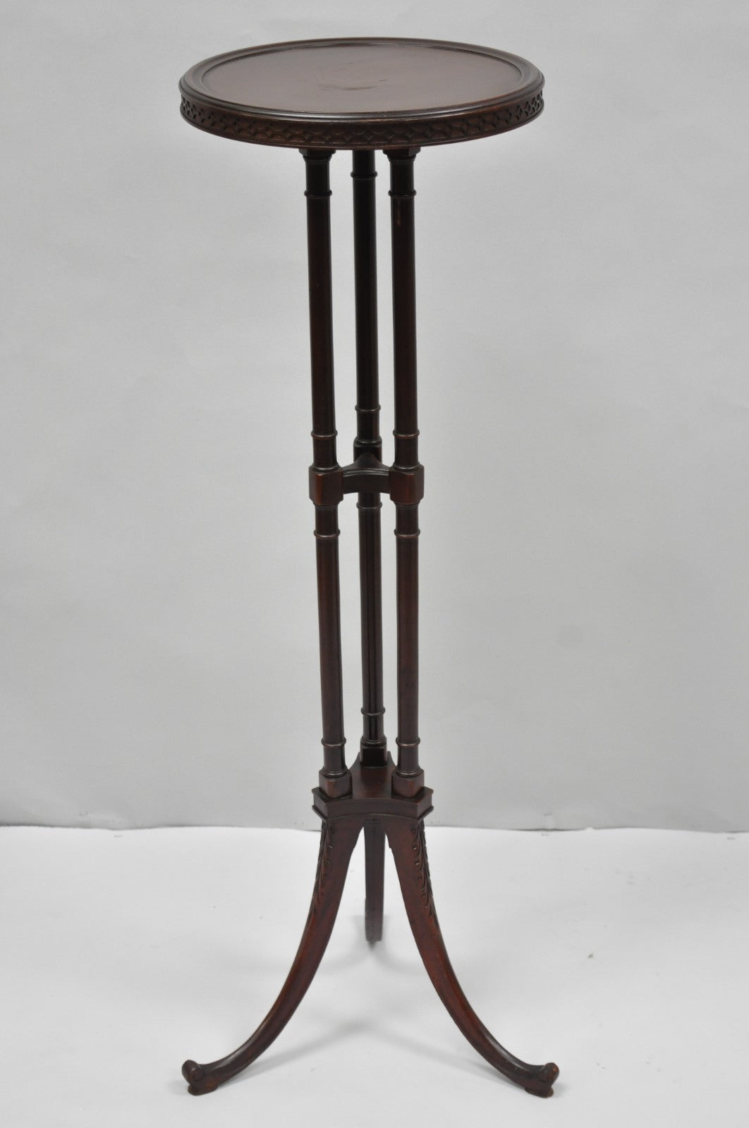 Vintage Mersman Regency Style Mahogany 46" Tall Pedestal Plant Stand Table