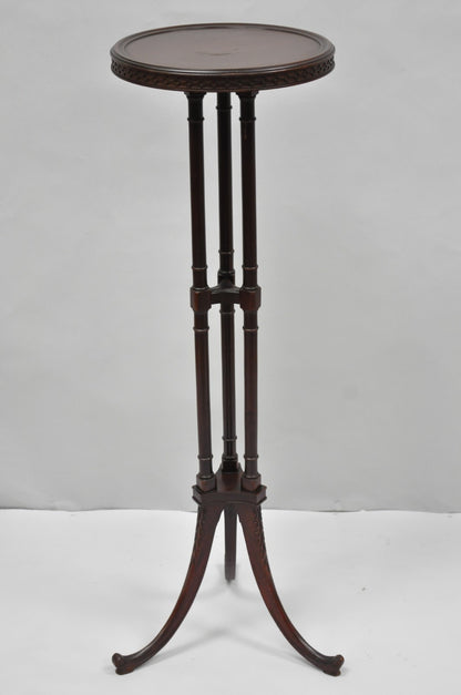 Vintage Mersman Regency Style Mahogany 46" Tall Pedestal Plant Stand Table