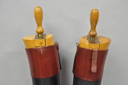 Vintage Maxwell London English Leather Black & Brown Horse Riding Boots w/ Trees