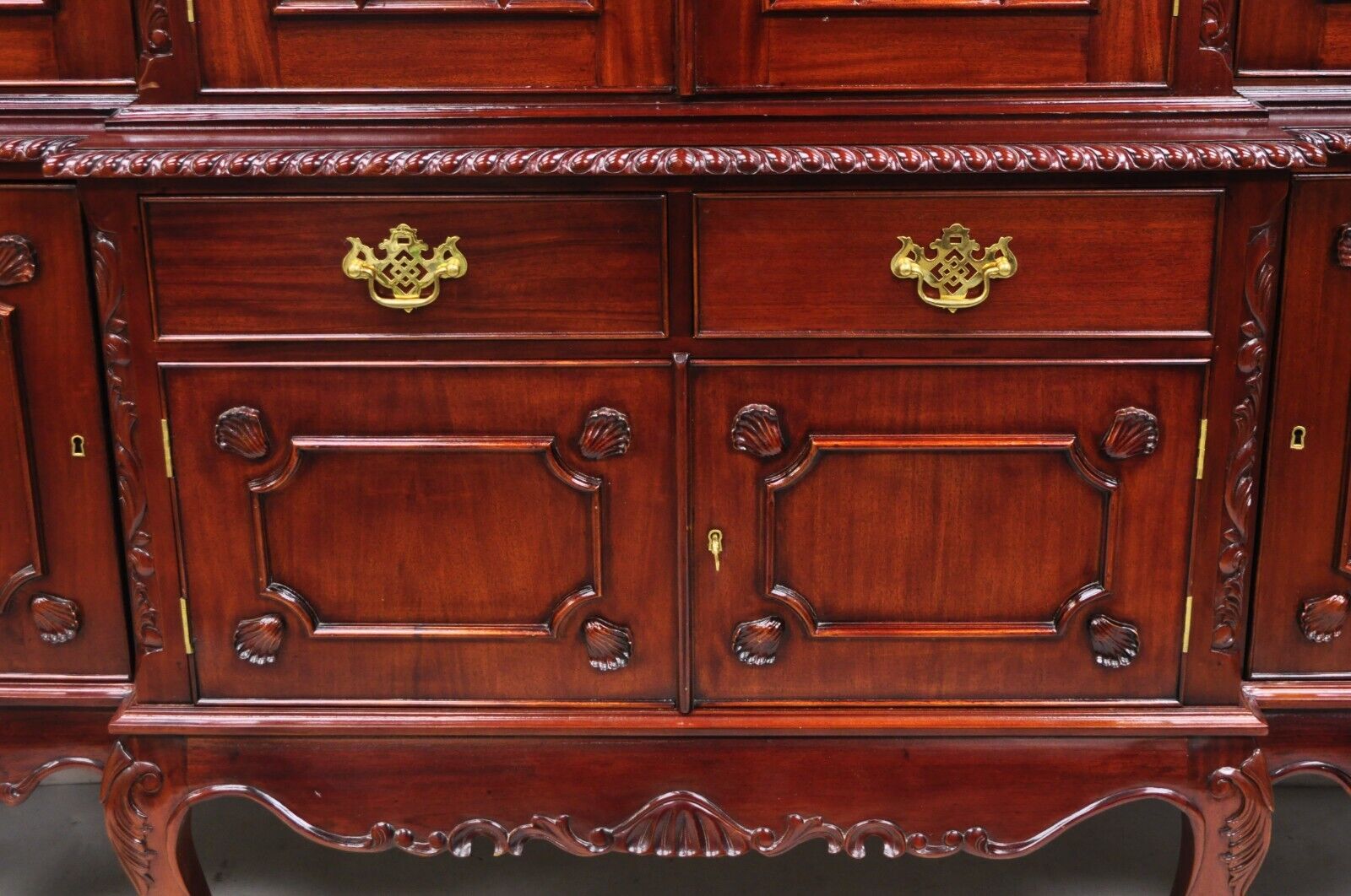Chippendale Mahogany Ball & Claw Breakfront China Cabinet by Baker of London