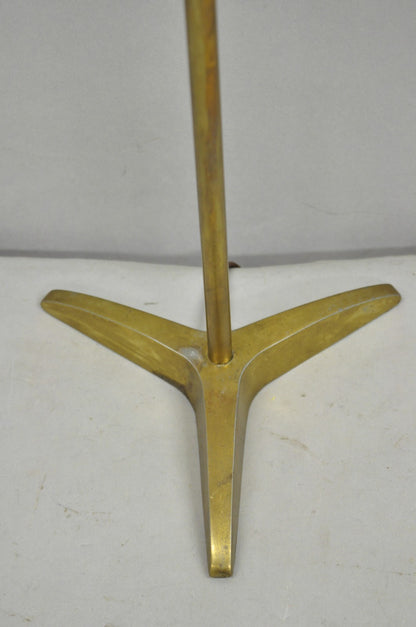Vintage Gerald Thurston Stiffel Mid Century Modern Brass Tripod Table Lamp Pair