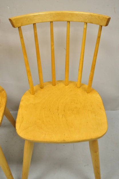 Vintage Mid Century Modern Spindle Back Birch Maple Side Chairs - a Pair