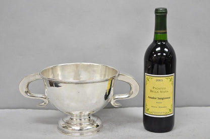 Antique Regency Silver Plated Thick Twin Handle Hand Hammered Trophy Cup Bowl