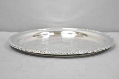 Vintage Oneida Victorian Style 12" Round Silver Plated Serving Platter Bar Tray