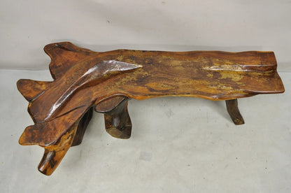 Vintage Mid Century Modern Organic Driftwood Sculptural Bench Coffee Table