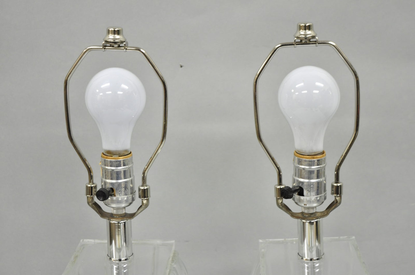 Vintage Mid Century Modern Crysal Glass & Acrylic "Fan" Table Lamps - a Pair