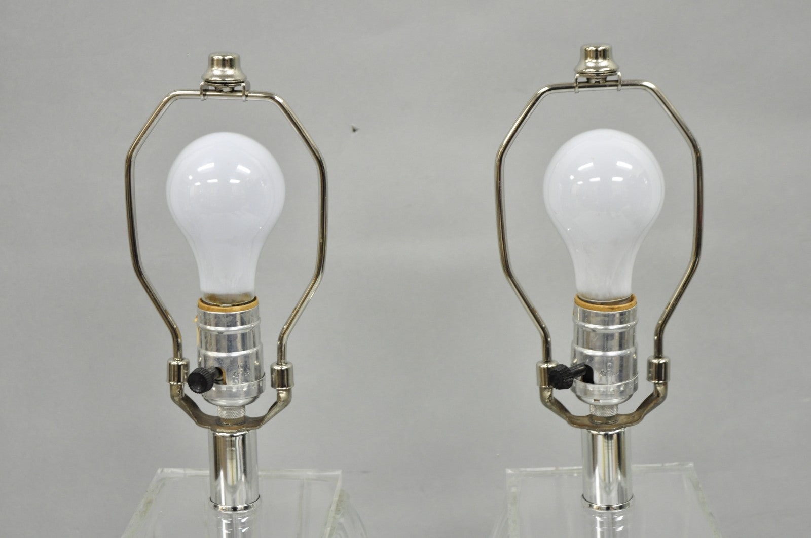 Vintage Mid Century Modern Crysal Glass & Acrylic "Fan" Table Lamps - a Pair
