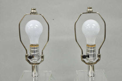 Vintage Mid Century Modern Crysal Glass & Acrylic "Fan" Table Lamps - a Pair