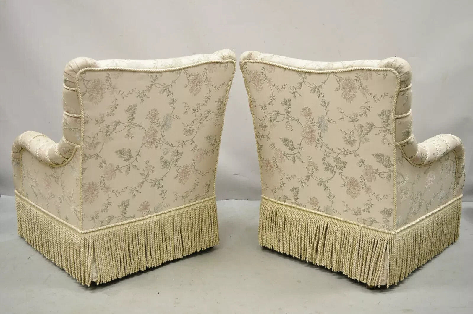 Vintage French Art Deco Style Rolled Arm Pink Gold Club Lounge Chairs - a Pair