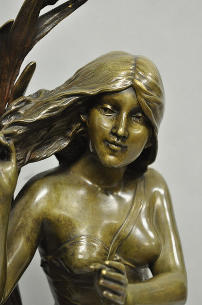 Antique Edouard Drouot (1859-1945) "La Rosse" French Bronze Sculpture of Woman
