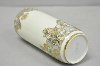 Antique Nippon Art Nouveau Hand Painted Gold Gilt Porcelain Small Cylinder Vase
