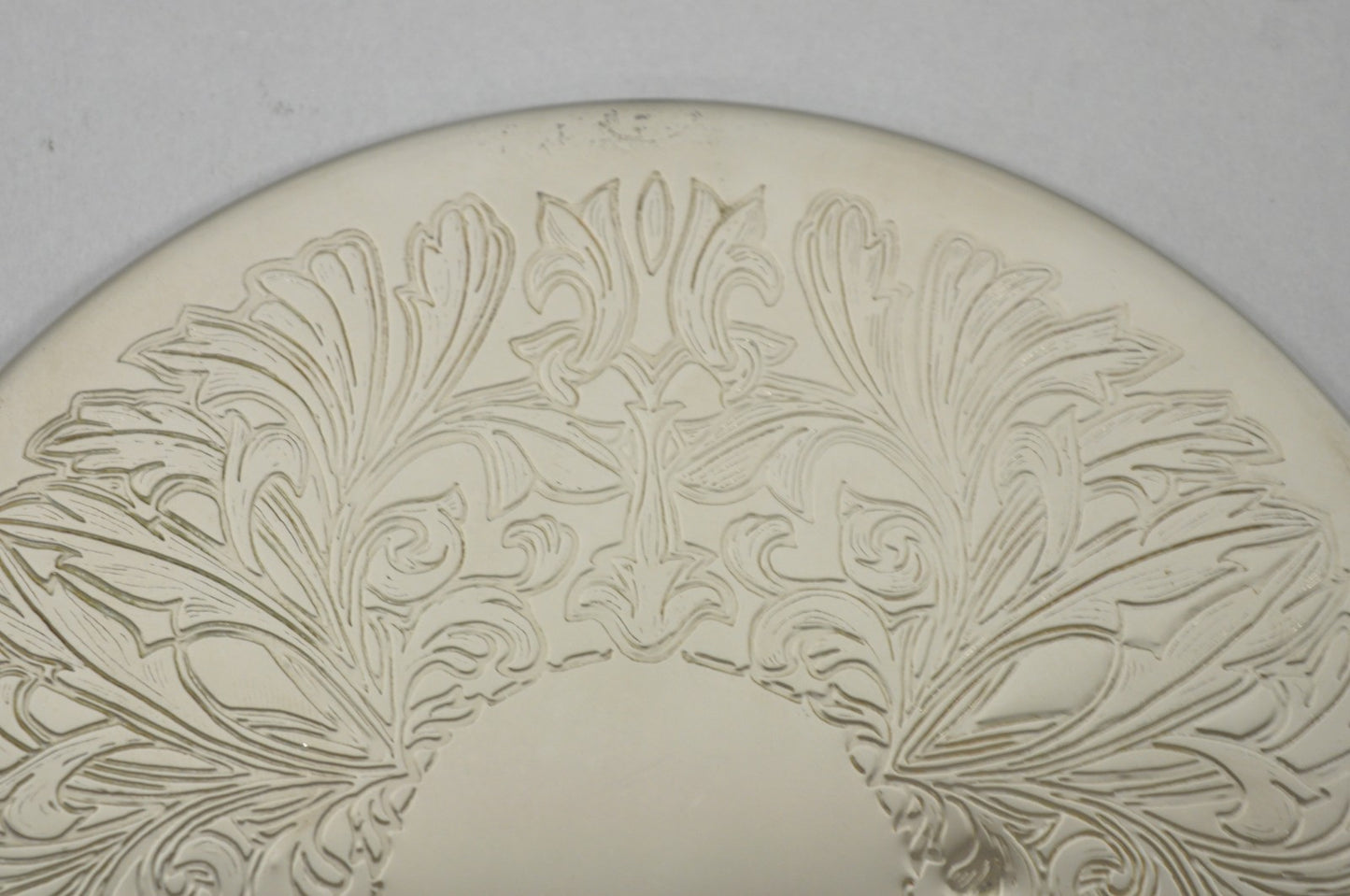Vintage Mid Century Silver Plated 8" Round Leafy Scroll Design Pot Trivet