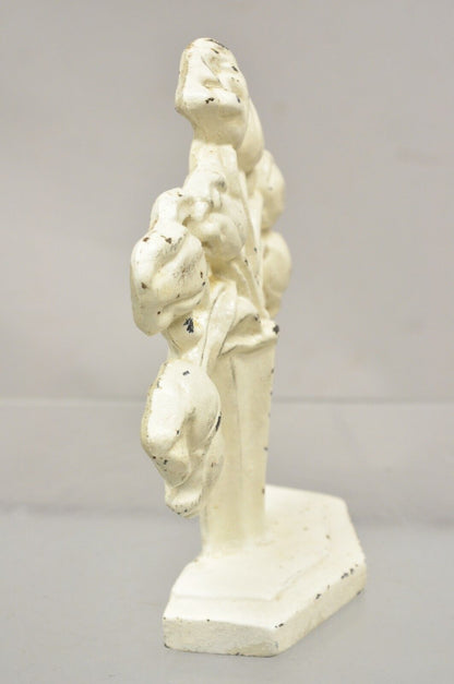 Antique Victorian Cast Iron Figural White Tulip Bouquet Painted Door Stop