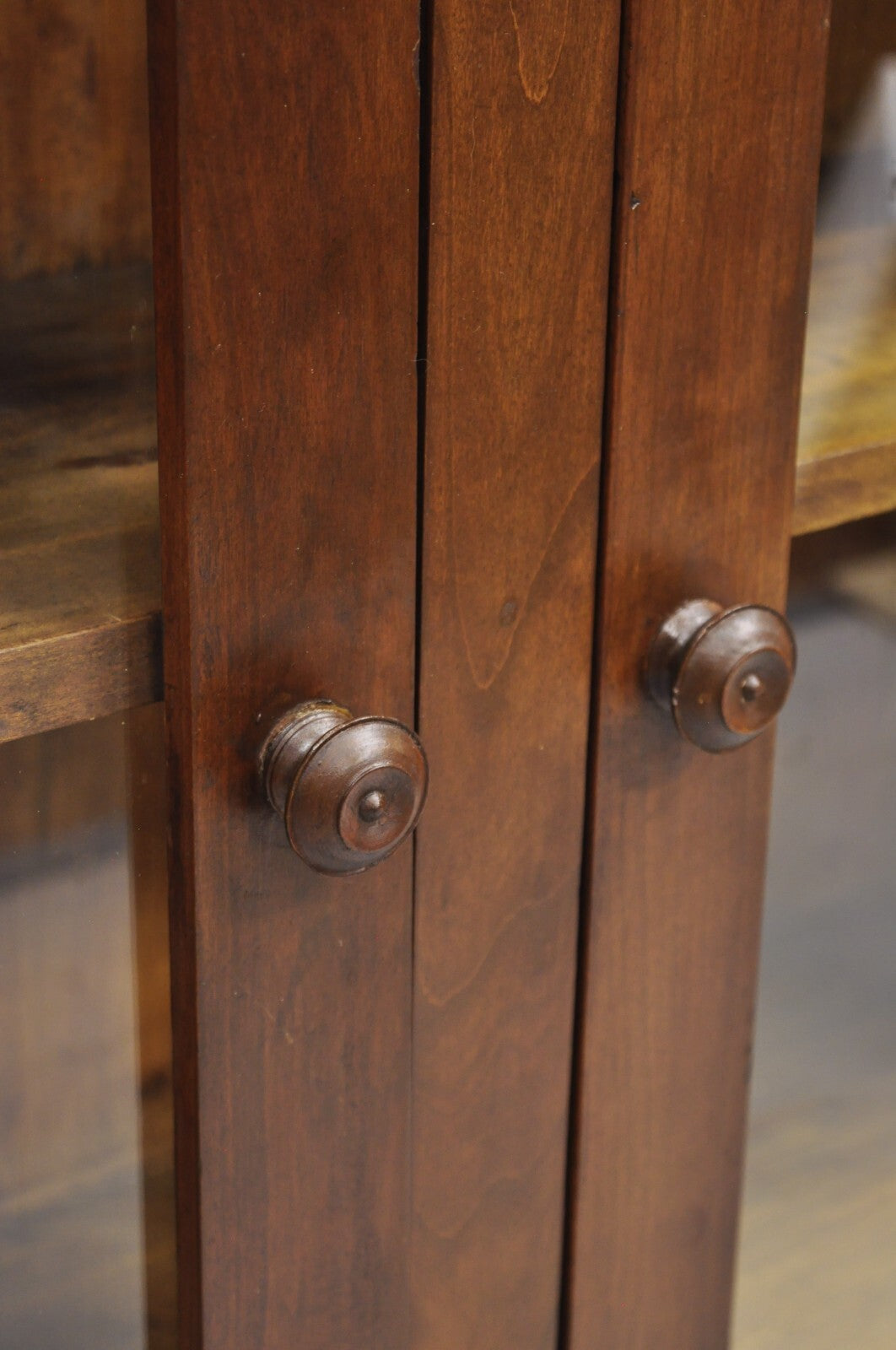 Antique American Primitive Colonial Cherry Wood 2 Door Hutch Cupboard Cabinet