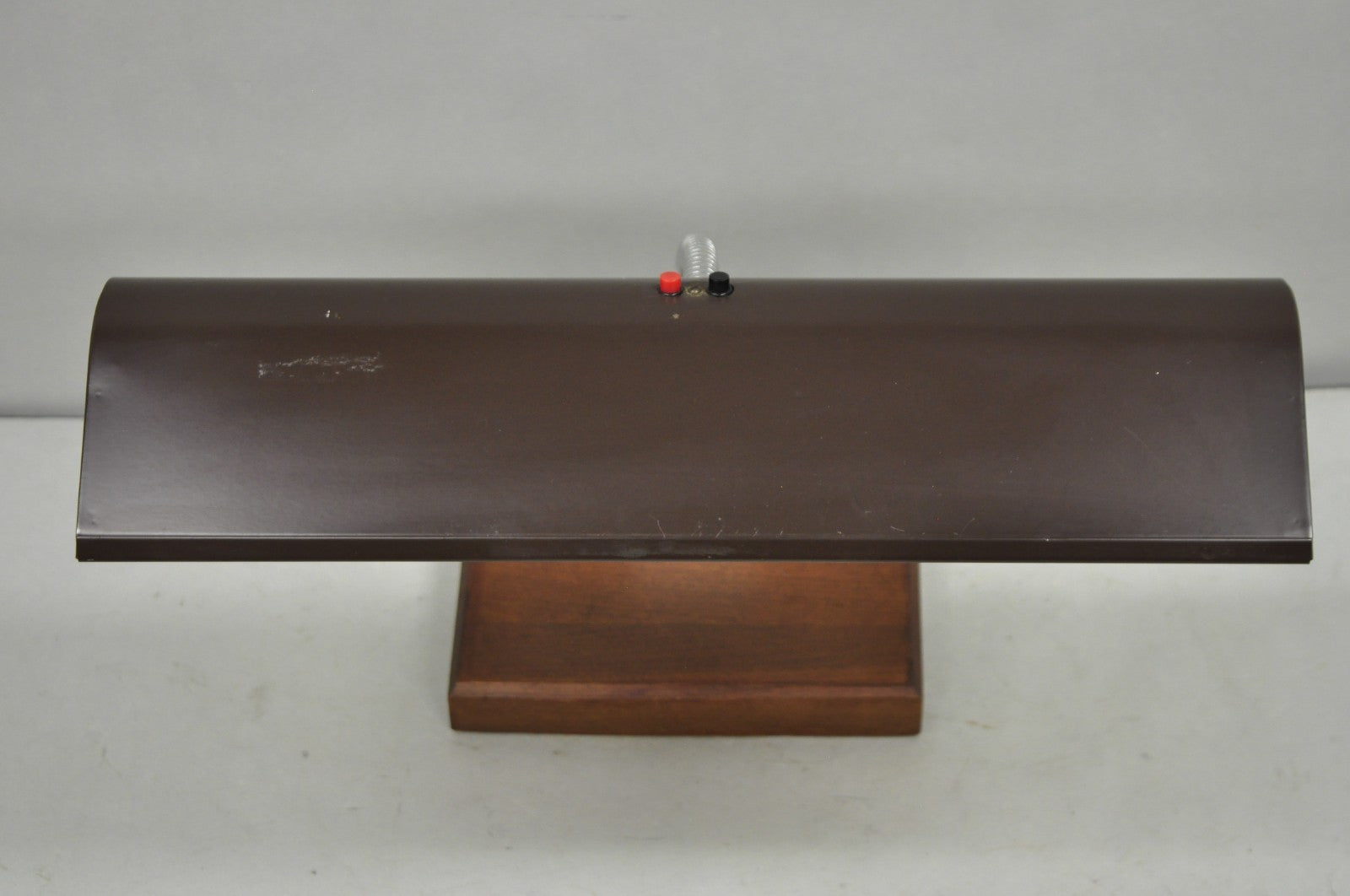 Vintage Mid Century Modern Gooseneck Walnut Base Brown Mad Men Desk Lamp