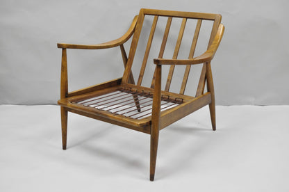 Vintage Mid Century Modern Danish Style Sculptural Walnut Lounge Arm Chair