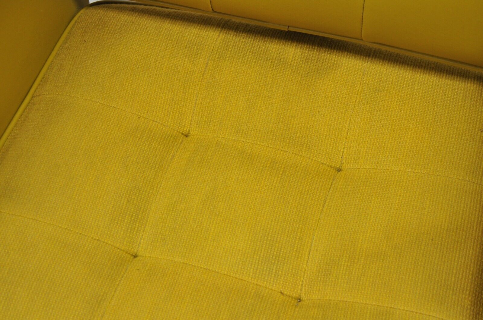 Shaw Walker Mid Century Modern Mustard Yellow Vinyl Swivel Office Desk Chair