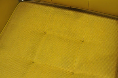 Shaw Walker Mid Century Modern Mustard Yellow Vinyl Swivel Office Desk Chair