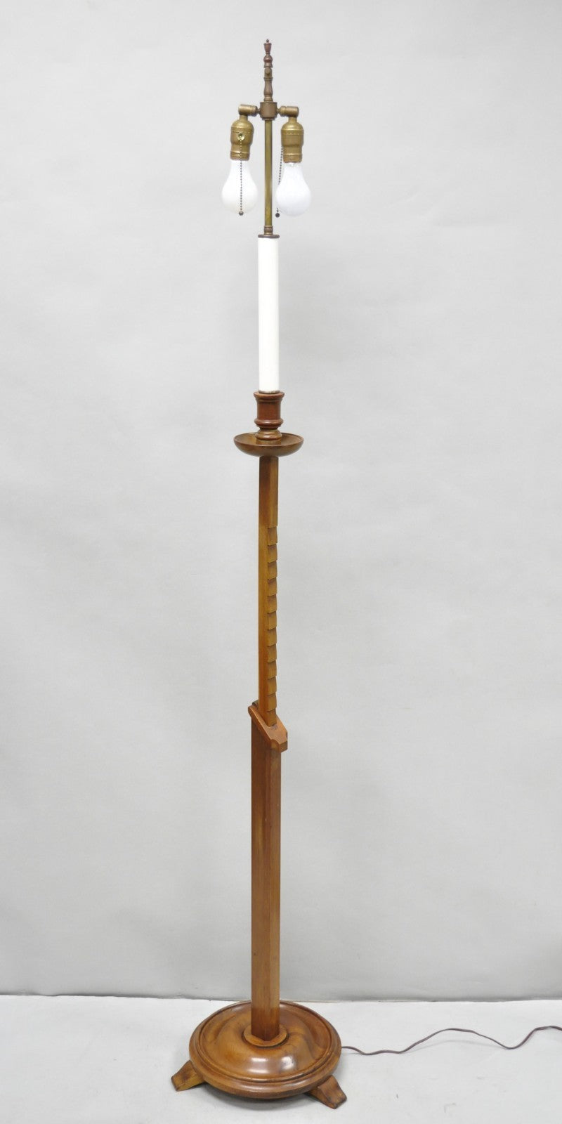 Vintage Frances Elkins Style Colonial Mahogany Ratchet Candlestick Floor Lamp