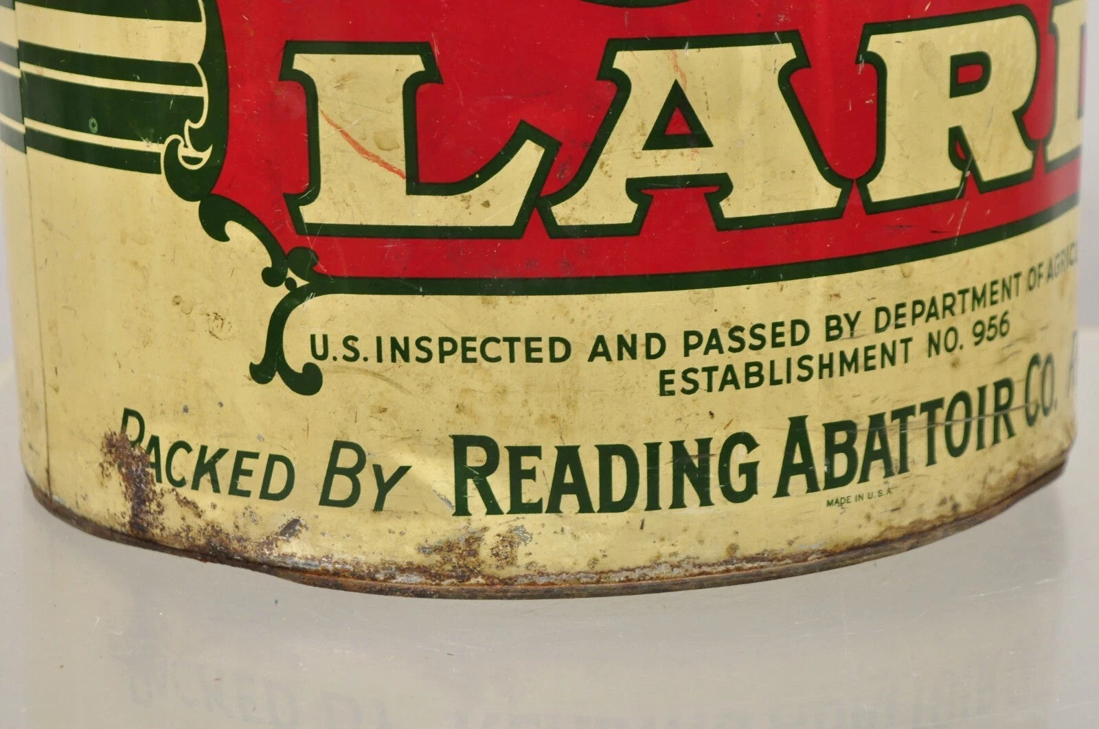 Vintage Raco 25 lbs. Advertising Lard Tin Metal Can Reading PA Twin Handles