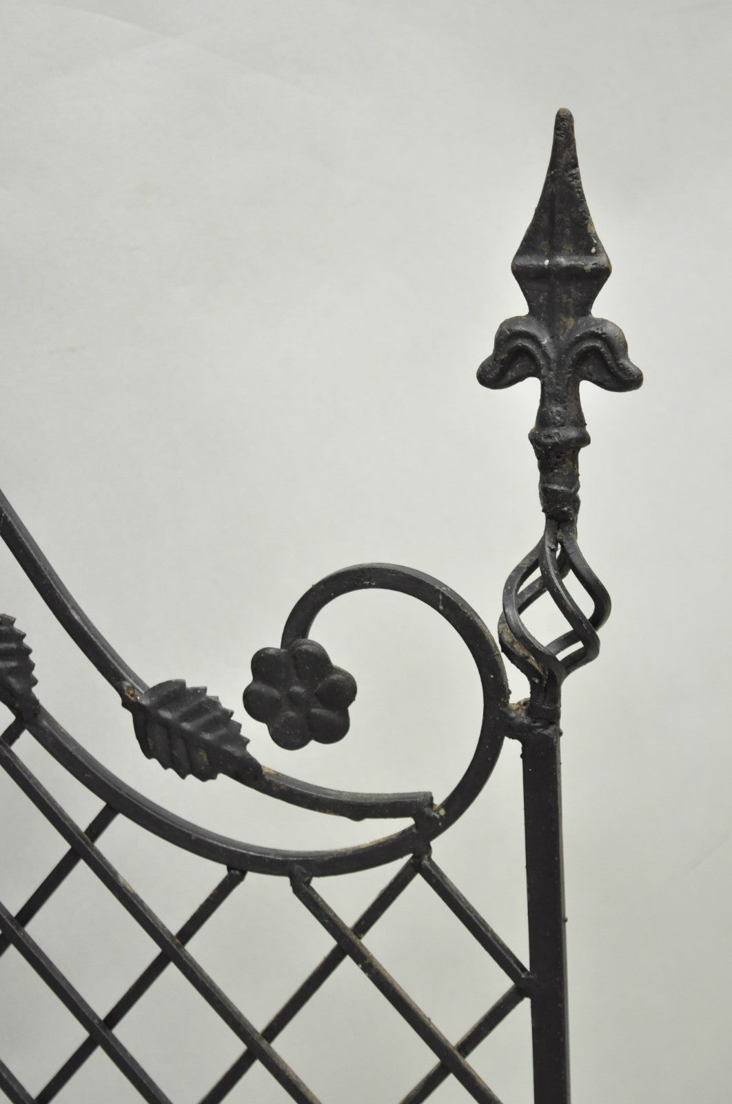 Antique Gothic Arts & Crafts Wrought Iron Scrolling Folding Fireplace Screen