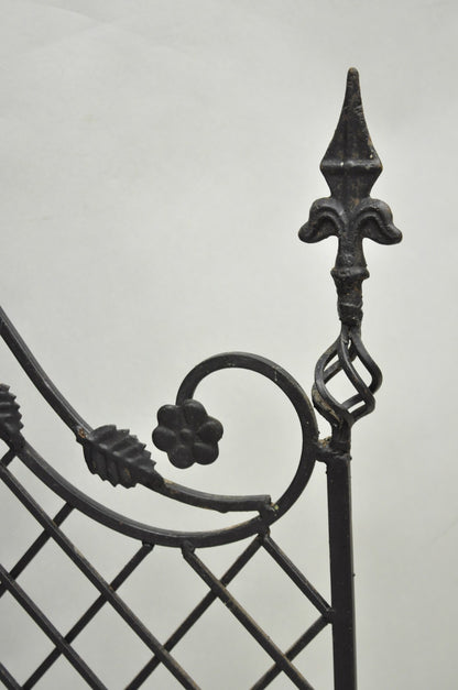 Antique Gothic Arts & Crafts Wrought Iron Scrolling Folding Fireplace Screen