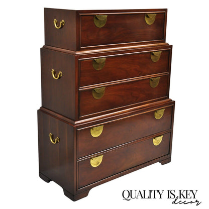 Vintage Thomasville Chinoiserie Mahogany Triple Dresser Tall Chest Highboy