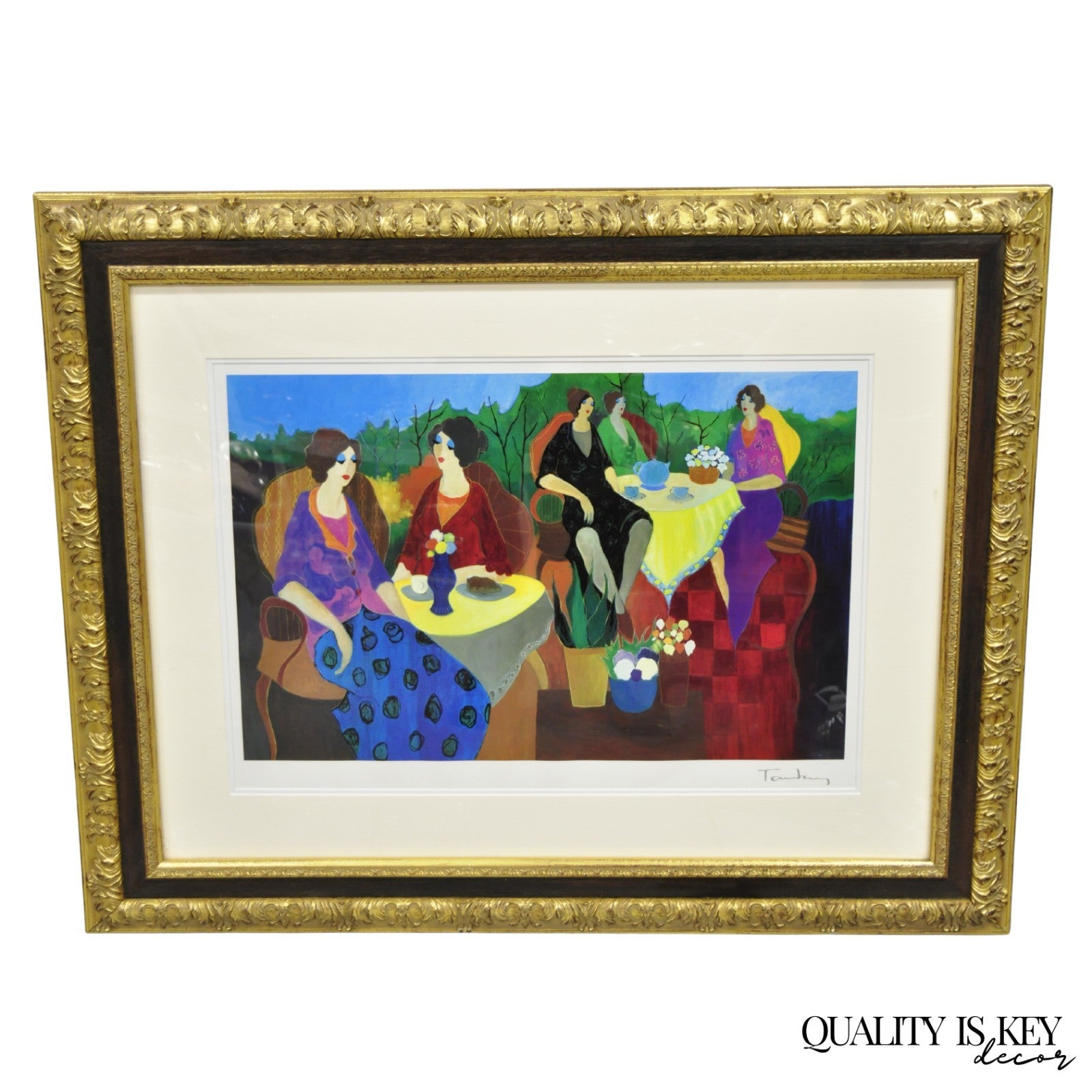 Itzchak Tarkay 2005 "Morning Social" Seriolithograph Signed and Framed w/ COA