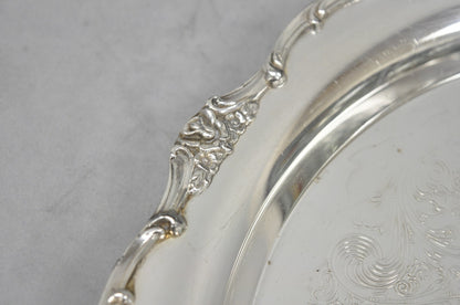 Vintage WM Rogers Wellington 1171 Round Silver Plated Etched Floral Platter Tray