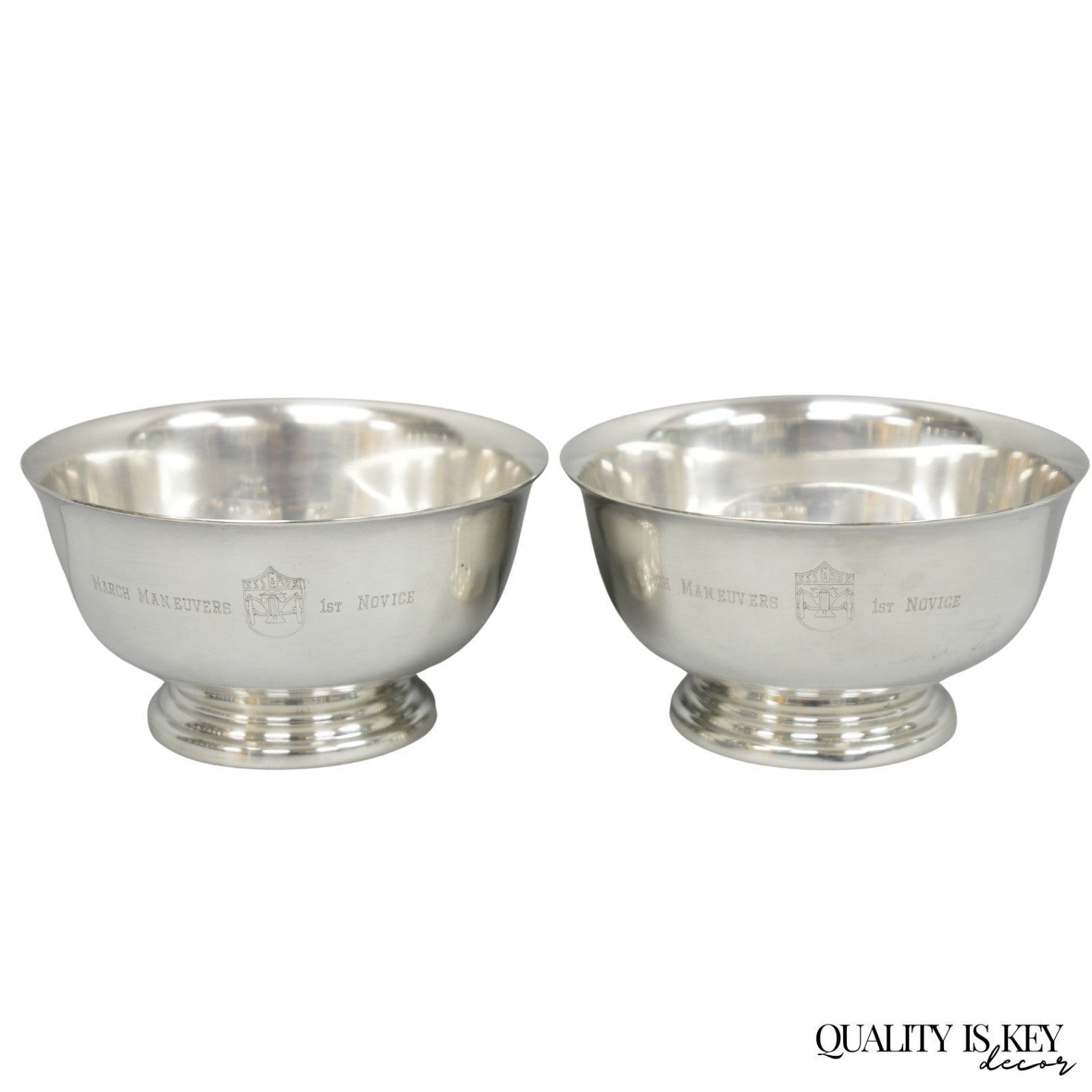 Vintage SSSC&BDS Car Club Silver Plated Award Footed Nut Bowl Dish - a Pair