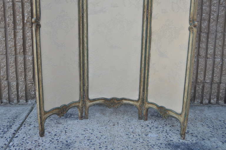 19th C. French Louis XV Style Hand Painted Petite Dressing Screen Room Divider