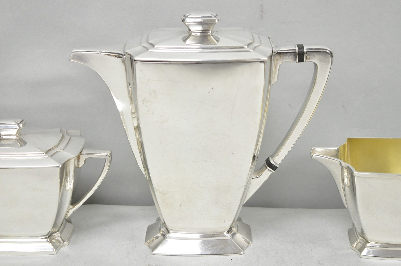 Antique 1847 Rogers Bros "Legacy" Art Deco Silver Plated Tea Set - 3 Pc Set