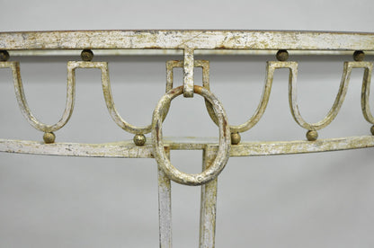 Italian Neoclassical Hollywood Regency Silver Gilt Iron Wall Mount Console Table