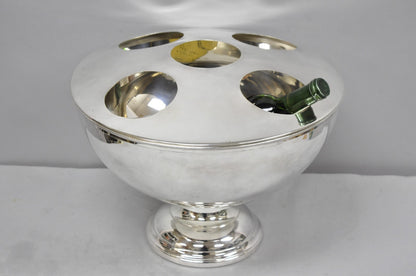 Vintage Modern Pedestal Base Silver Plated 5 Bottle Champagne Chiller Ice Bucket