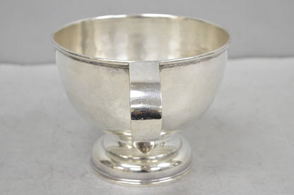 Antique Regency Silver Plated Thick Twin Handle Hand Hammered Trophy Cup Bowl