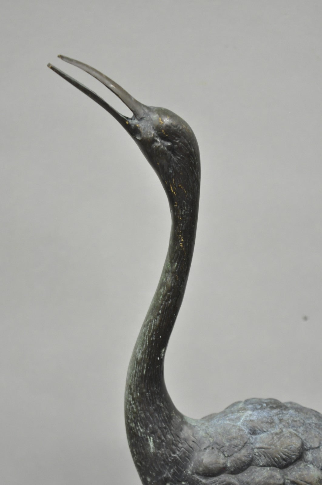 Vintage Chinoiserie "Courting Crane Couple" Green Bronze Verdigris 28" Sculpture