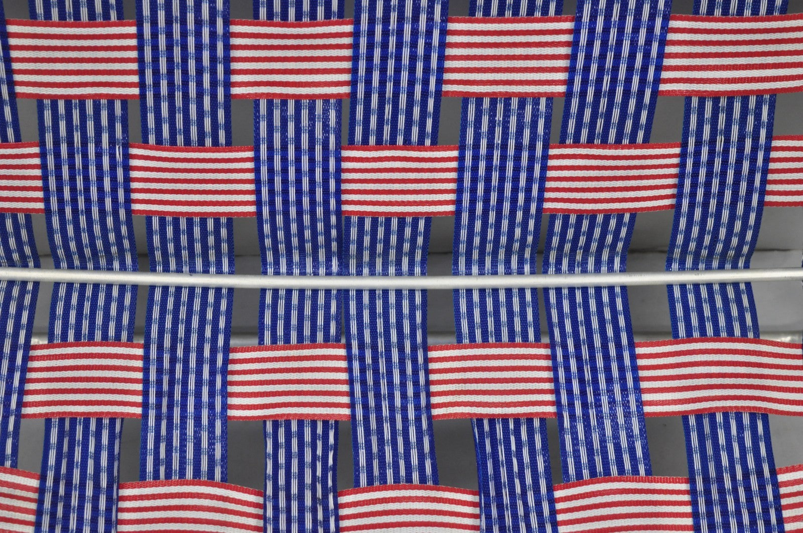 Vintage Childs Size American Flag Webbing Folding Aluminum Lawn Chair Loveseat