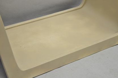 Vintage Mid Century Modern Painted Walnut Waterfall Base Glass Top Coffee Table